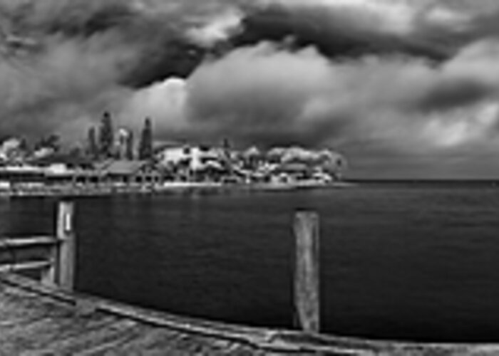 Panorama Greeting Card featuring the photograph Rod And Reel Pier in Infrared by Rolf Bertram