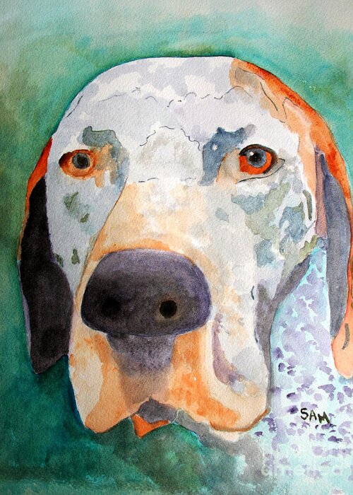 Hound Greeting Card featuring the painting Roger by Sandy McIntire