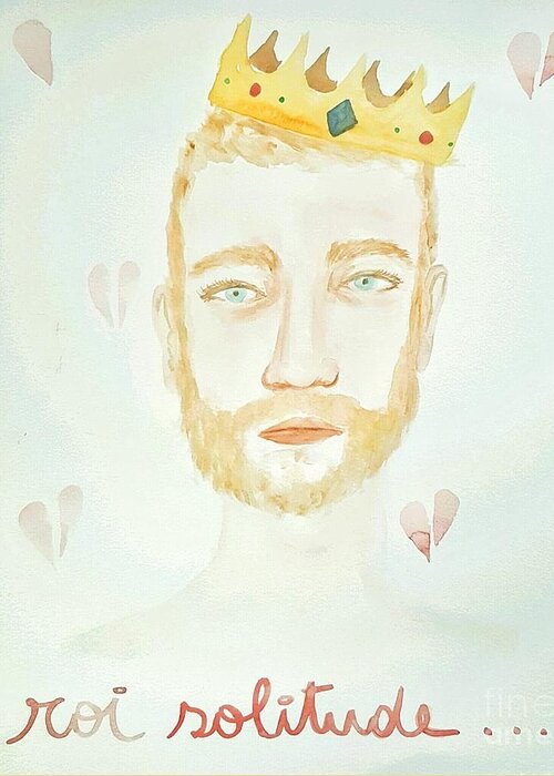 King Greeting Card featuring the painting Roi Solitude - King Loneliness by Cris Motta