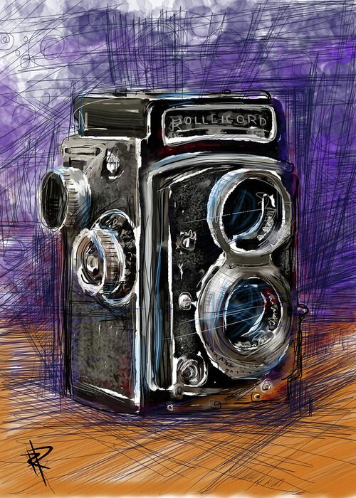 Rollei Greeting Card featuring the mixed media Rollei by Russell Pierce