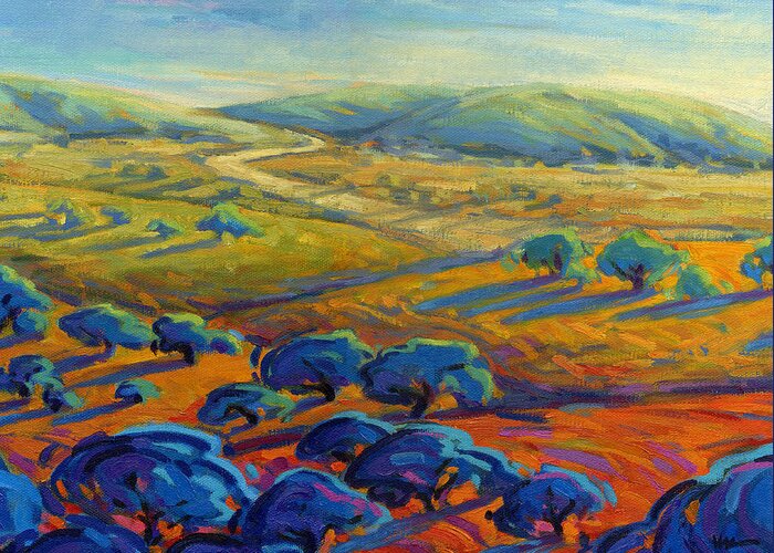 Rolling Greeting Card featuring the painting Rolling Hills 3 by Konnie Kim