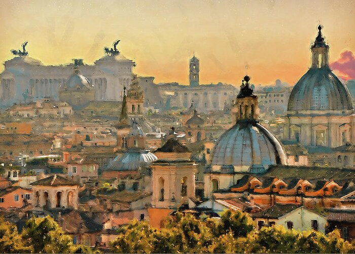 Rome Greeting Card featuring the photograph Rome Cityscape - 03 by AM FineArtPrints