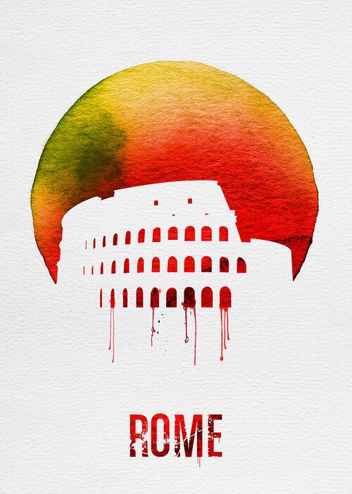 Rome Greeting Card featuring the painting Rome Landmark Red by Naxart Studio