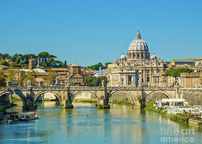 Rome Greeting Card featuring the photograph Rome Tiber River by Maria Rabinky