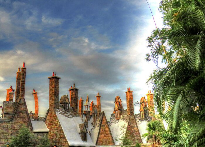Hogsmeade Greeting Card featuring the photograph rooftops Hogsmeade by Tom Prendergast
