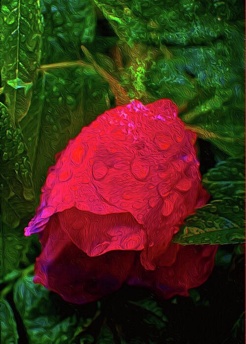 Rose Greeting Card featuring the painting Rose by Prince Andre Faubert