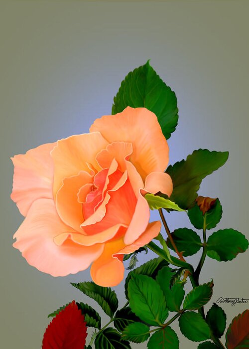 Orange Greeting Card featuring the mixed media Rose by Anthony Seeker