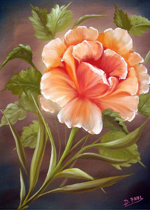 Rose Greeting Card featuring the painting Rose Tropicana by David G Paul