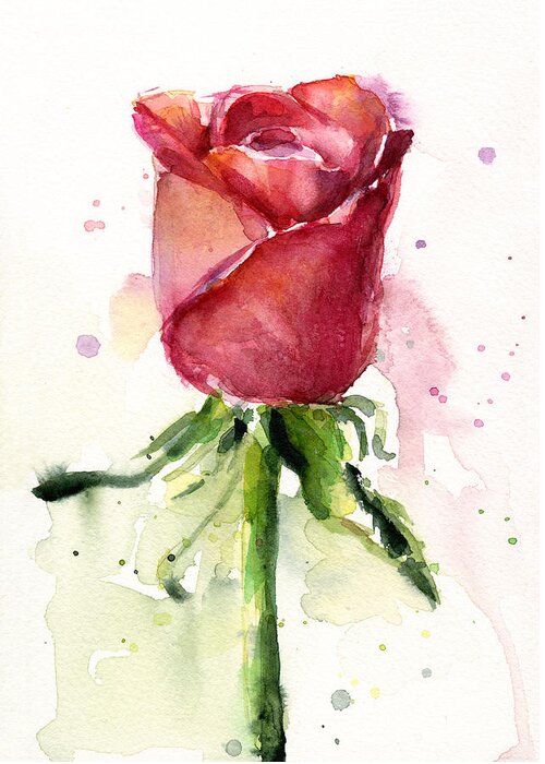Rose Greeting Card featuring the painting Rose Watercolor by Olga Shvartsur