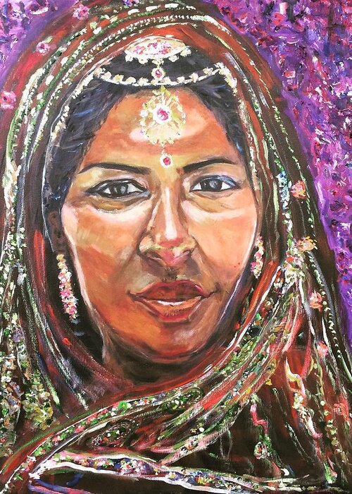 Indian Greeting Card featuring the painting Roseanne Kala - True Colors by Belinda Low