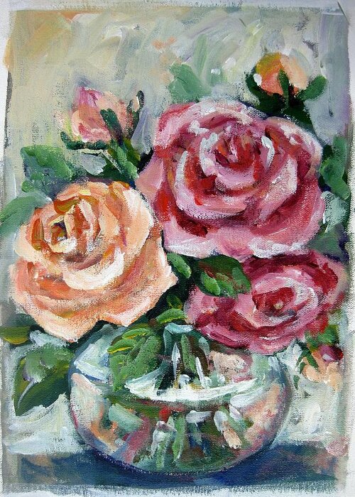 Flowers Greeting Card featuring the painting Roses by Ingrid Dohm