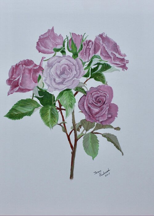 Roses Greeting Card featuring the painting Roses by Terry Frederick