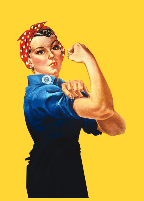 Rosie Greeting Card featuring the digital art Rosie The Riveter Retro Style by Garaga Designs