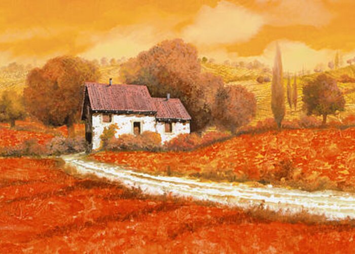 Tuscany Greeting Card featuring the painting I papaveri rossi by Guido Borelli