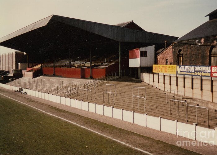  Greeting Card featuring the photograph Rotherham - Millmoor - Main Stand 1 - 1970s by Legendary Football Grounds