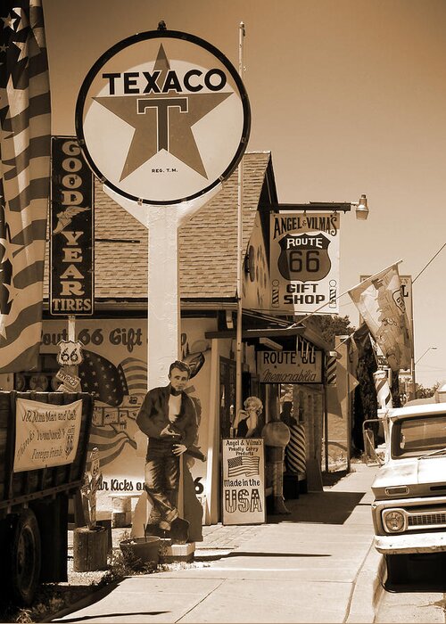 Big Star Sign Greeting Card featuring the photograph Route 66 - Angel and Vilma's by Mike McGlothlen