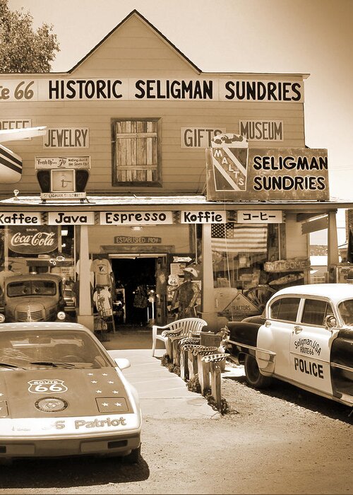 Plane Greeting Card featuring the photograph Route 66 - Historic Sundries by Mike McGlothlen
