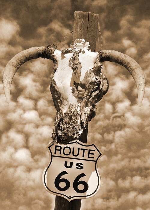 Americana Greeting Card featuring the photograph Route 66 Sign by Mike McGlothlen