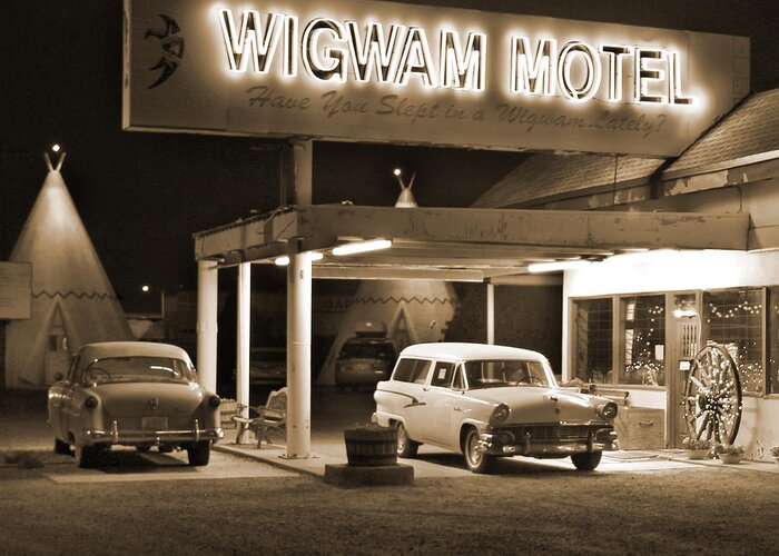 Tee Pee Greeting Card featuring the photograph Route 66 - Wigwam Motel by Mike McGlothlen