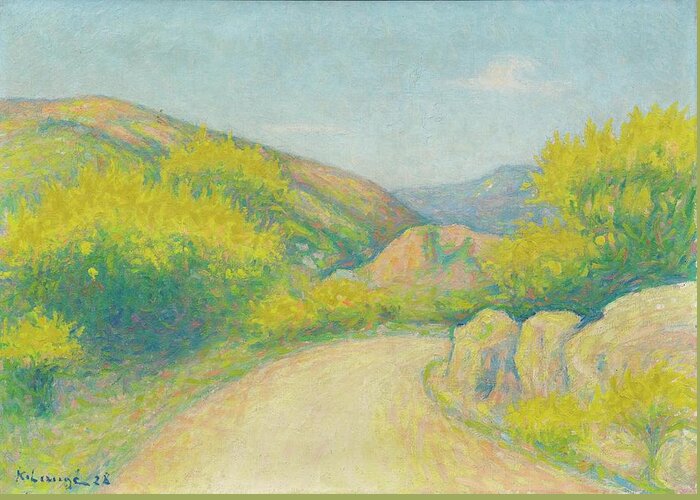 Achille Lauge (arzens 1861 - 1944 Cailhau) Route De Campagne. 1928. Greeting Card featuring the painting Route de campagne by Celestial Images