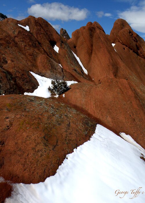 Roxborough State Park Colorado Winter Rockformations Nature Zen Simple Greeting Card featuring the photograph Roxborough winter by George Tuffy