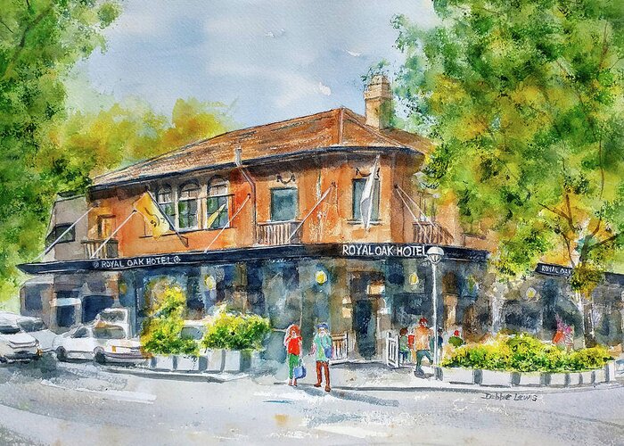 Royal Oak Hotel Greeting Card featuring the painting Royal Oak Hotel by Debbie Lewis