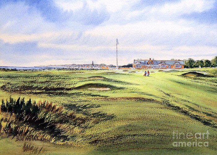 Golf Greeting Card featuring the painting Royal Troon Golf Course by Bill Holkham