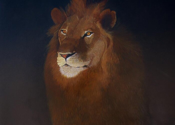 Lion Greeting Card featuring the painting Royalty by Jean Yves Crispo