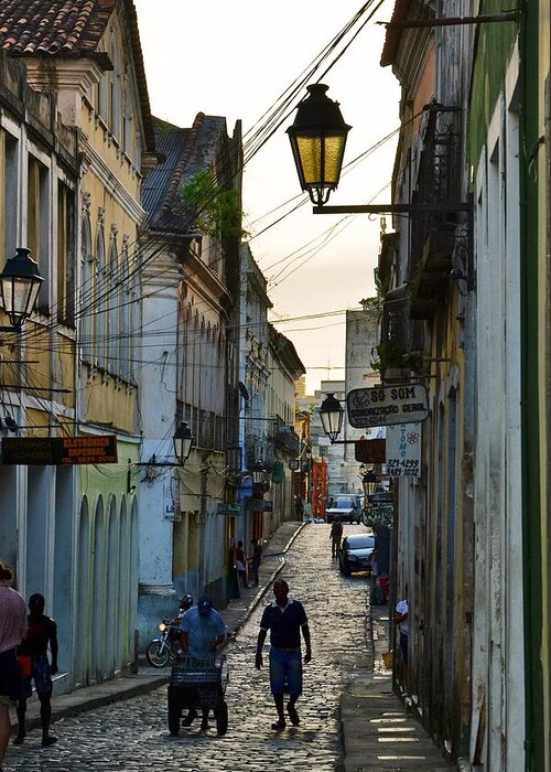 Alley Greeting Card featuring the photograph Alley at Dusk - Bahia, Brazil by Carlos Alkmin