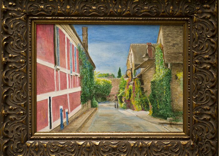 Streets Of Giverney In France Greeting Card featuring the painting Rue Claude Monet by Kathy Knopp