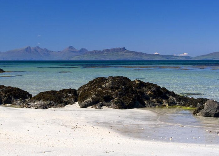 Scotland Greeting Card featuring the photograph Rum and Eigg from Achateny Beach by John McKinlay