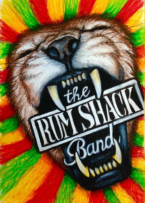 Rum Shack Greeting Card featuring the painting Rum Shack Roaring Lion by Maria Hatefi