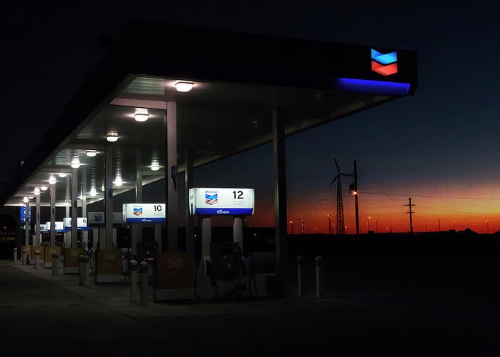 Filling Station Greeting Card featuring the photograph Running, to make the day last a little longer by Micah Offman