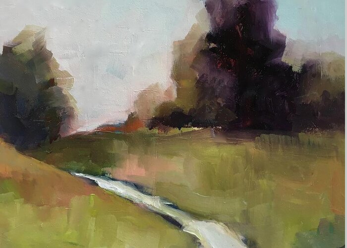 Landscape Greeting Card featuring the painting Running Stream by Michelle Abrams