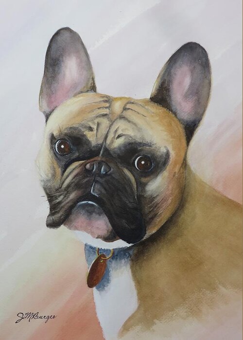 French Bulldog Greeting Card featuring the painting Rupert by Joseph Burger