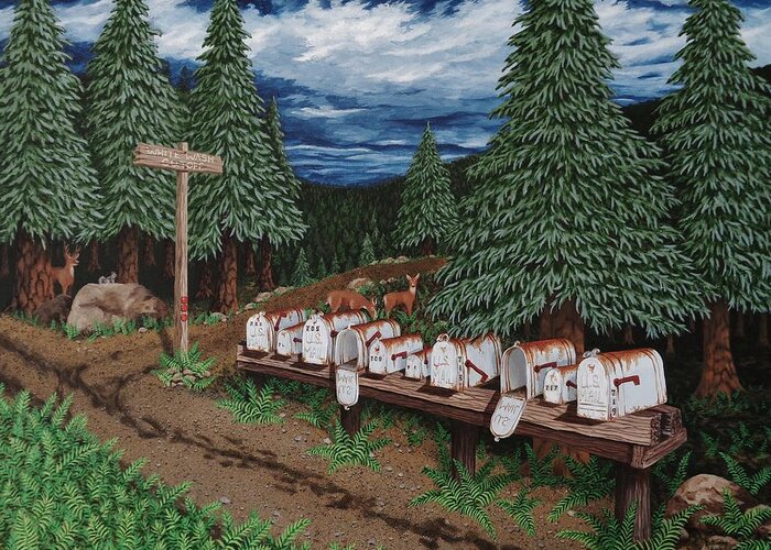 Forest Greeting Card featuring the painting Rural Delivery by Katherine Young-Beck