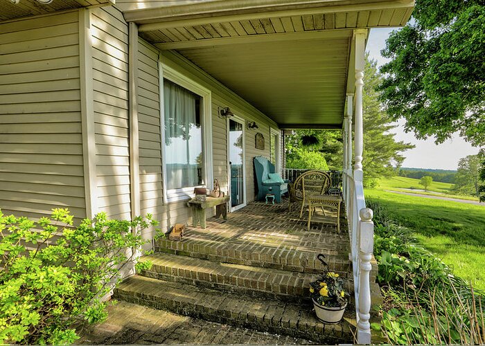 Real Estate Photography Greeting Card featuring the photograph Rural front porch by Jeff Kurtz