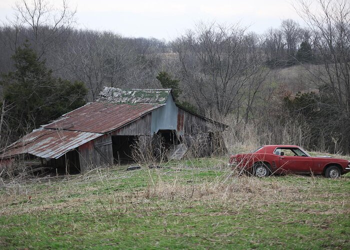 Red Car Greeting Card featuring the photograph Rural Landscape by Kathryn Cornett