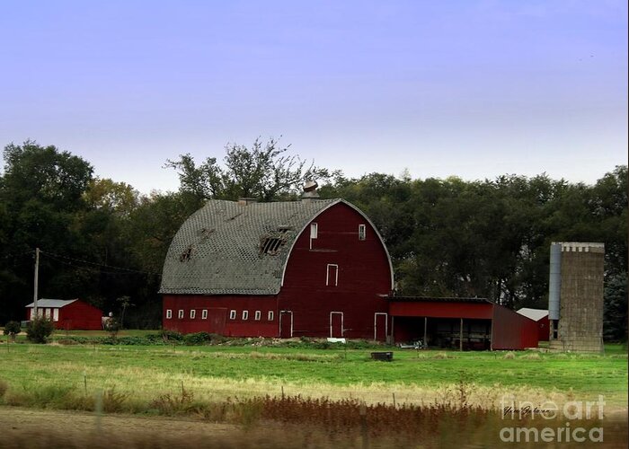 Barns Greeting Card featuring the photograph Rural SD Red Barn by Yumi Johnson