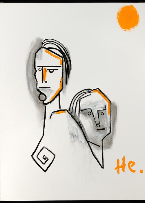 Two Heads Painting.  Greeting Card featuring the painting Rushmore 40x30 by Hans Magden