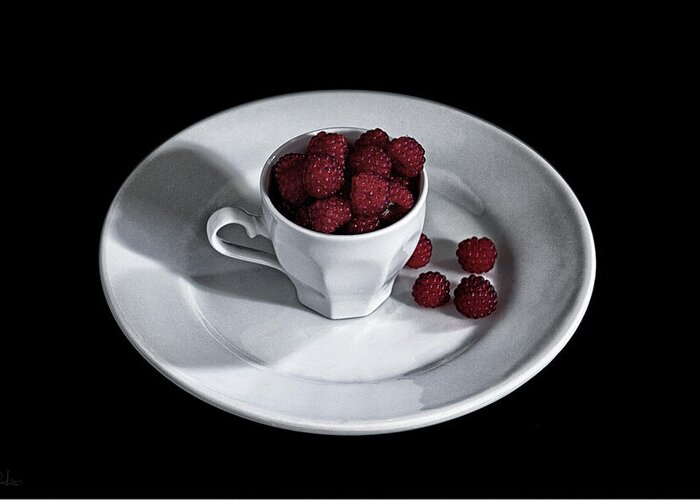 Raspberries Greeting Card featuring the photograph Ruspberries in the cup - Livid Still-life by Raffaella Lunelli