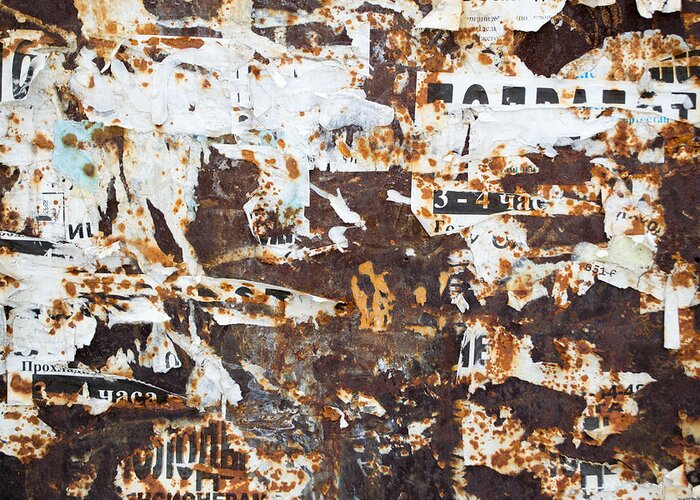 Abstract Greeting Card featuring the photograph Rust and Torn Paper Posters by John Williams