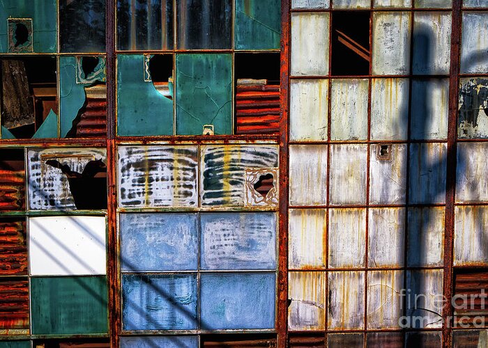 Delapidated Warehouse Greeting Card featuring the photograph Rusted Broken and Worn by Doug Sturgess