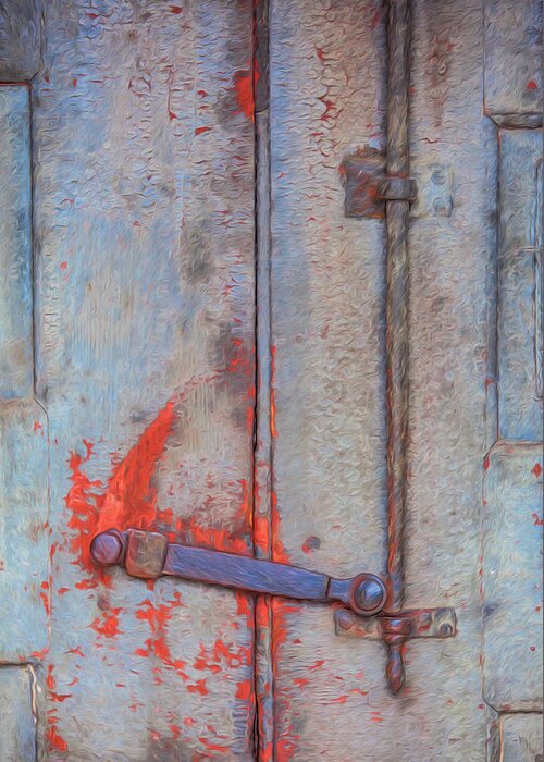 David Letts Greeting Card featuring the painting Rusted Iron Door Handle by David Letts
