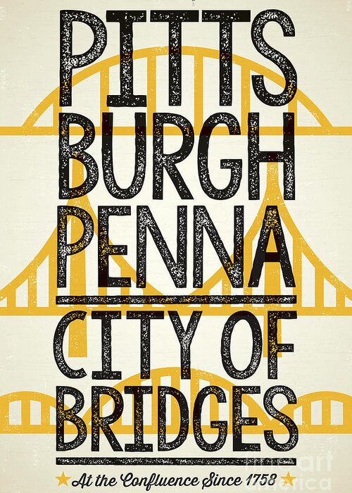 Pittsburgh Greeting Card featuring the digital art Rustic Style Pittsburgh Poster by Jim Zahniser