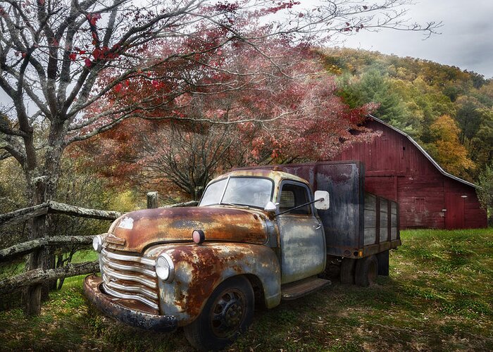 American Greeting Card featuring the photograph Rusty Chevy Pickup Truck by Debra and Dave Vanderlaan