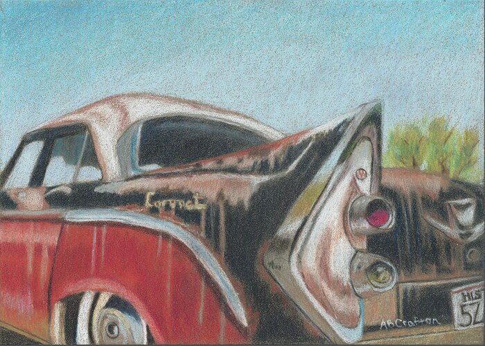 Dodge Greeting Card featuring the painting Rusty Fin by Arlene Crafton