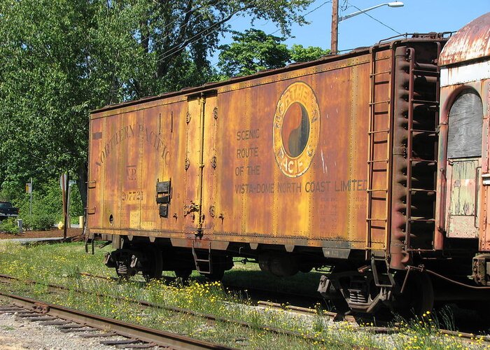 Train Greeting Card featuring the photograph Rusty Old Boxcar by Helaine Cummins