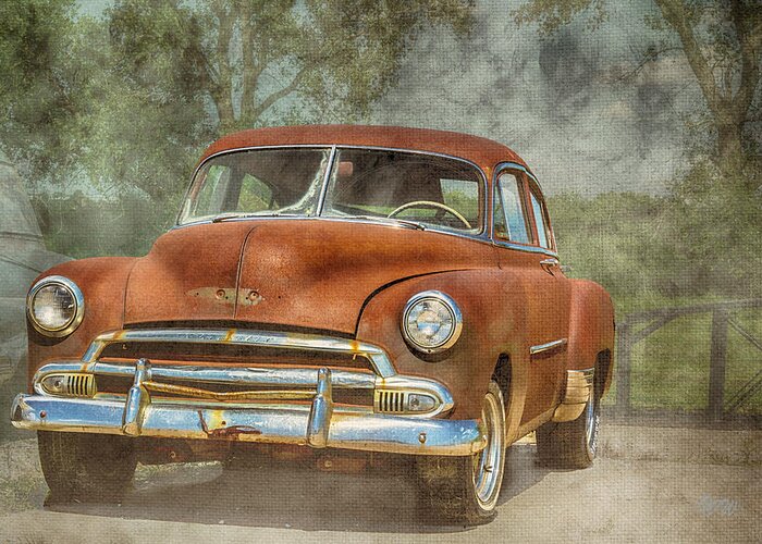 Classic Chevy Greeting Card featuring the mixed media Rusty by Pamela Williams