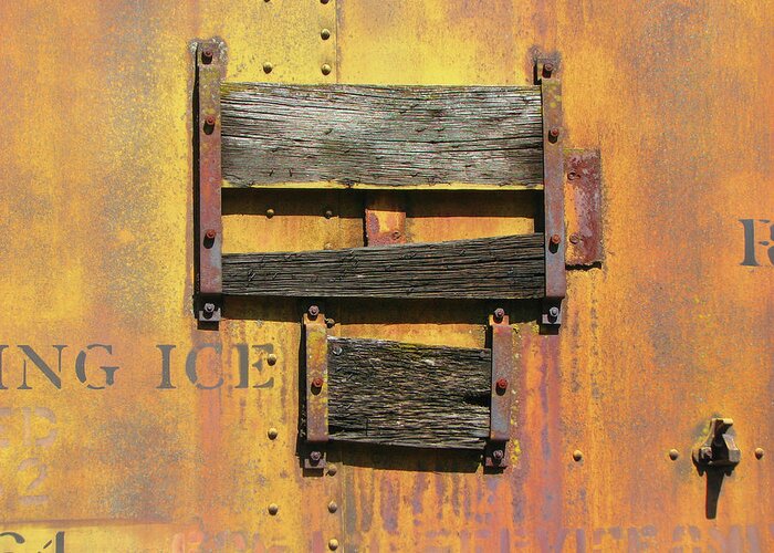 Train Greeting Card featuring the photograph Rusty Train Spot V by Helaine Cummins